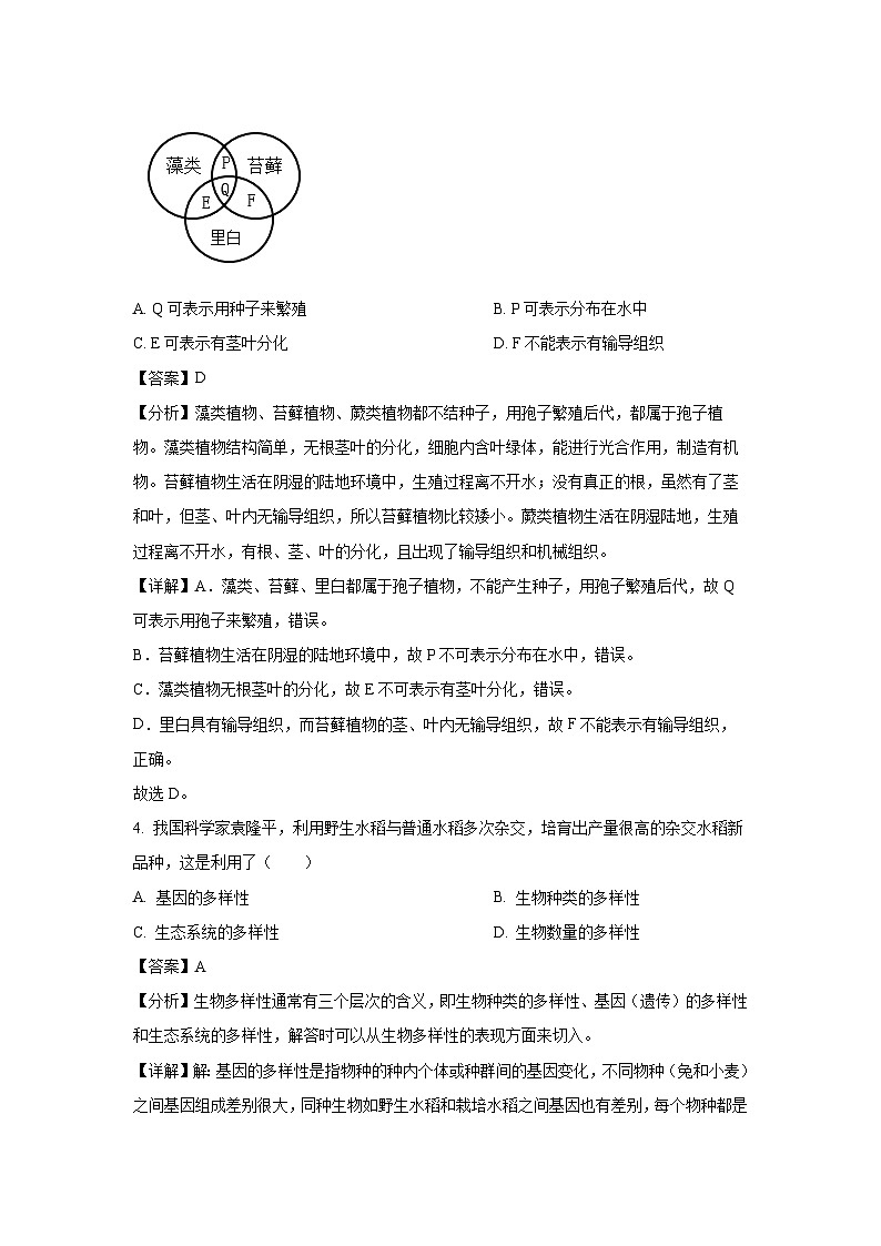 广东省肇庆市四会市2023-2024学年八年级上学期期末生物试卷(解析版)第3页