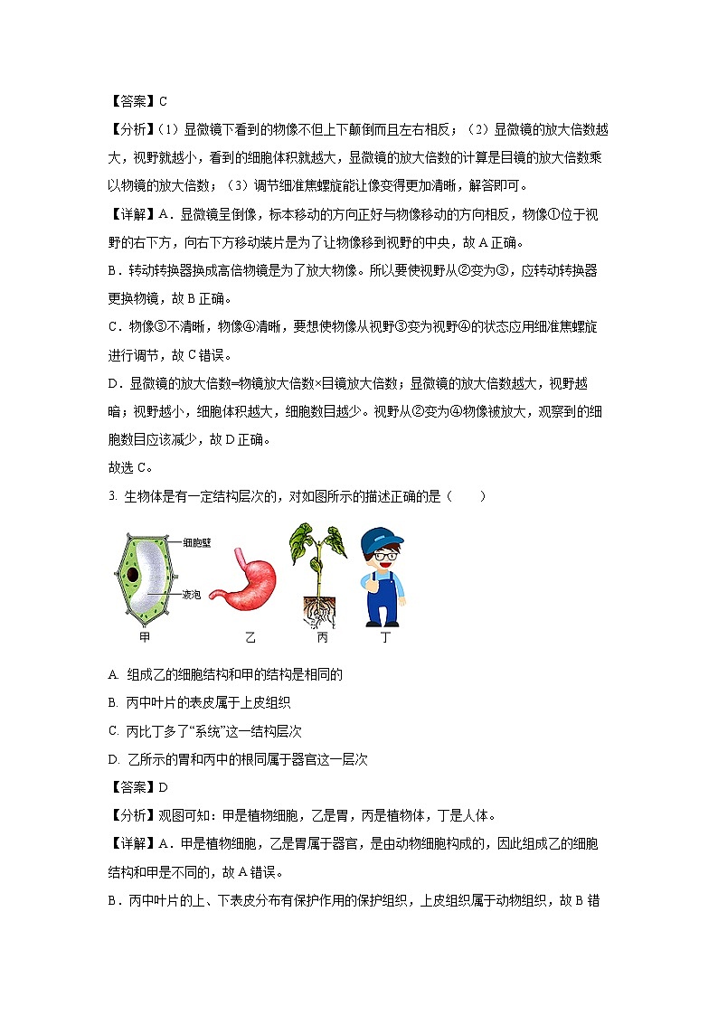 2024年江苏省盐城市八年级中考两校联考三模生物试卷(解析版)02
