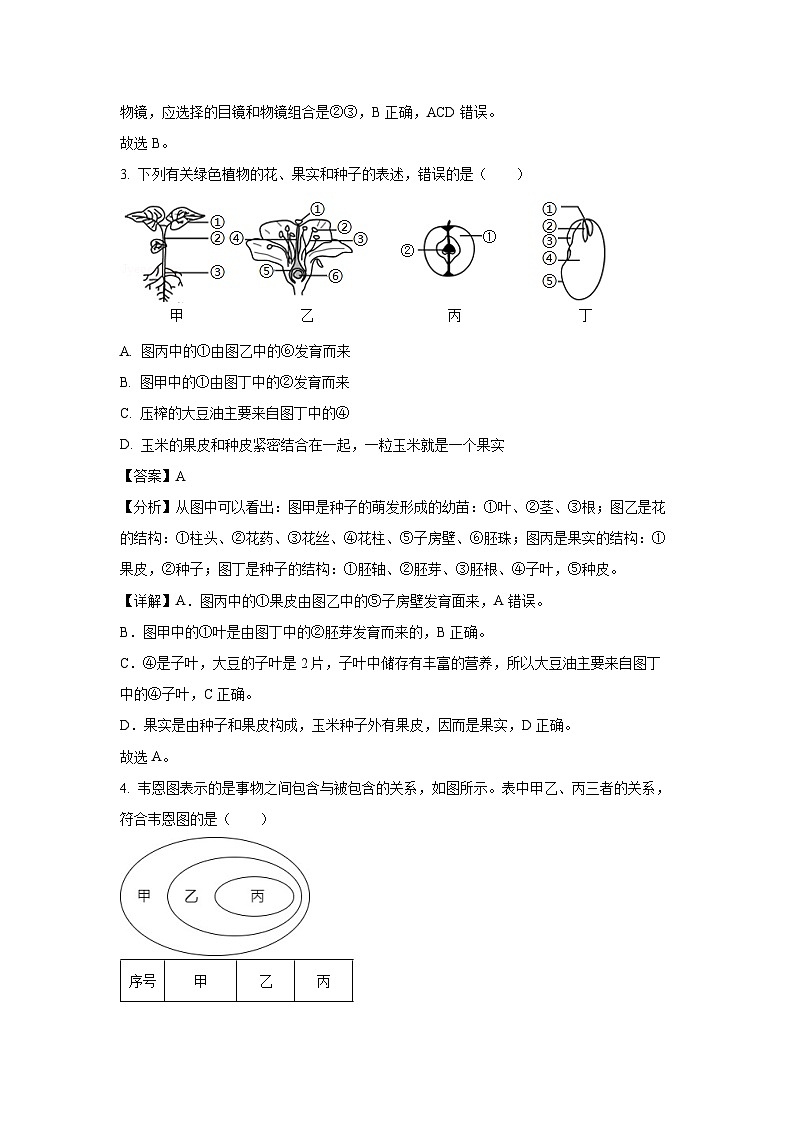 湖北省咸宁市咸安区2022-2023学年七年级下学期期末生物试卷(解析版)第2页