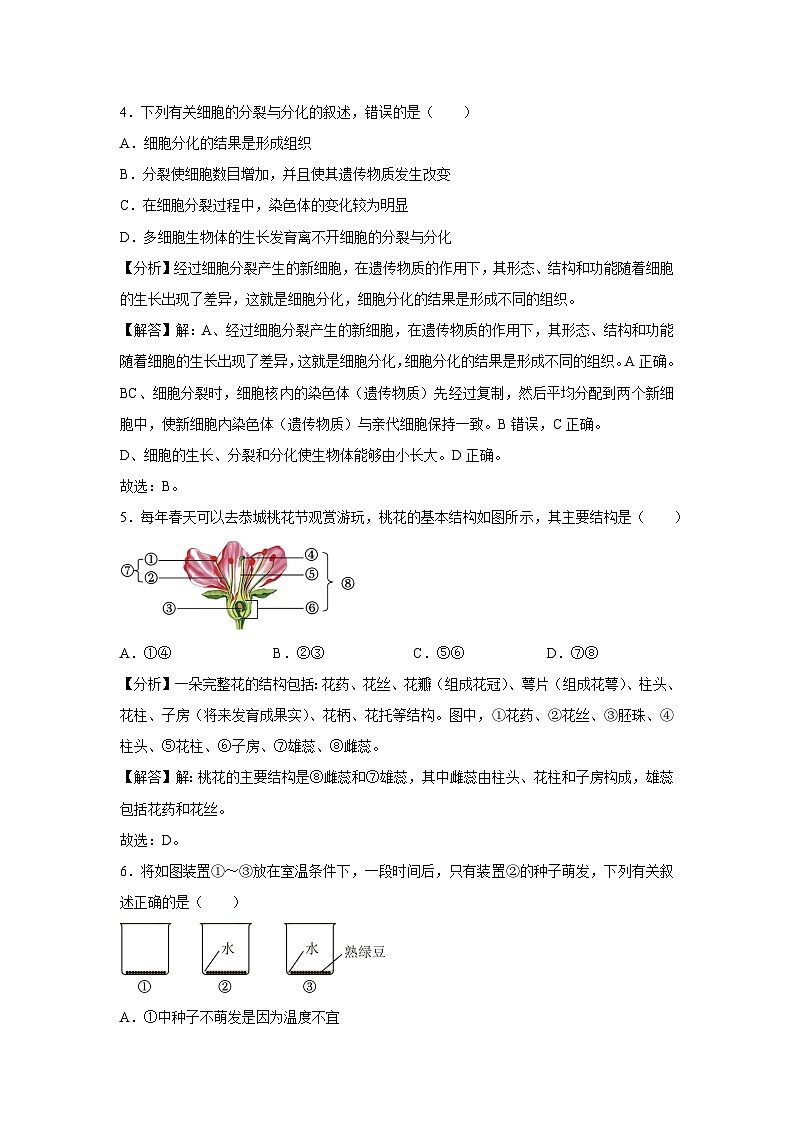 2024年中考生物临考模拟定心卷三(吉林省卷)(解析卷)生物试卷第3页