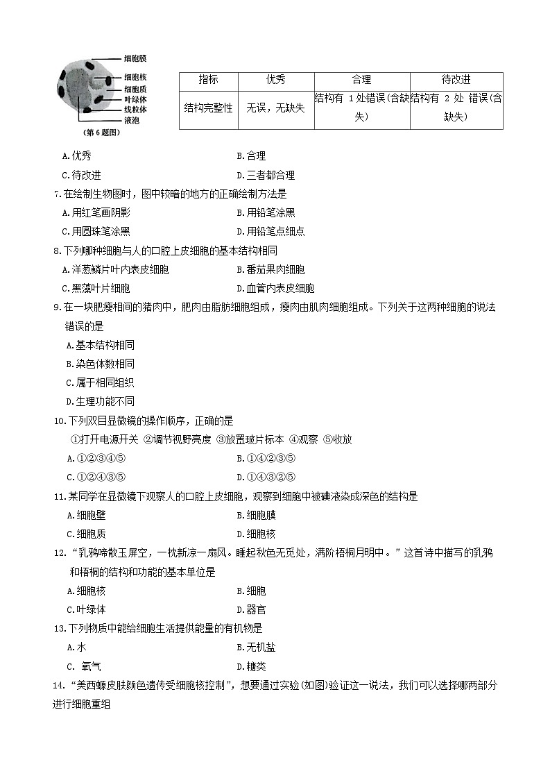 陕西省西安市莲湖区2024-2025学年七年级上学期11月份期中考试生物试题第2页