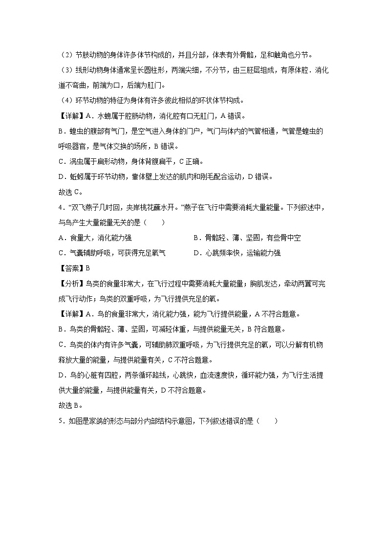 江苏省八年级上学期期中模拟卷苏教版生物试卷(解析版)第3页