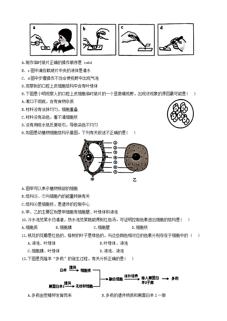 江西省九江市柴桑区2024-2025学年七年级上学期11月期中生物试题第2页