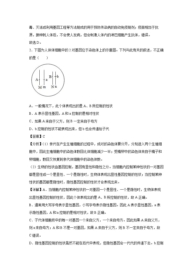卷05-备战2024年中考生物全真模拟押题卷(苏州卷)生物试卷第2页