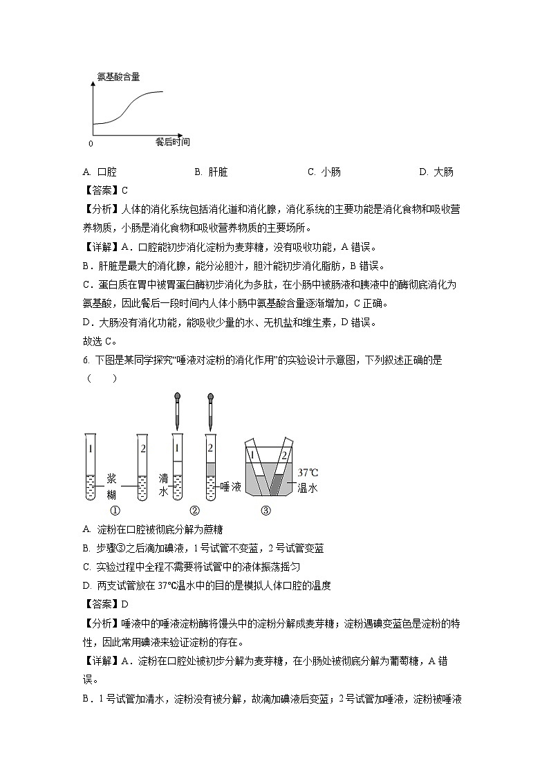 河北省保定市莲池区2022-2023学年七年级下学期期末生物试卷(解析版)第3页