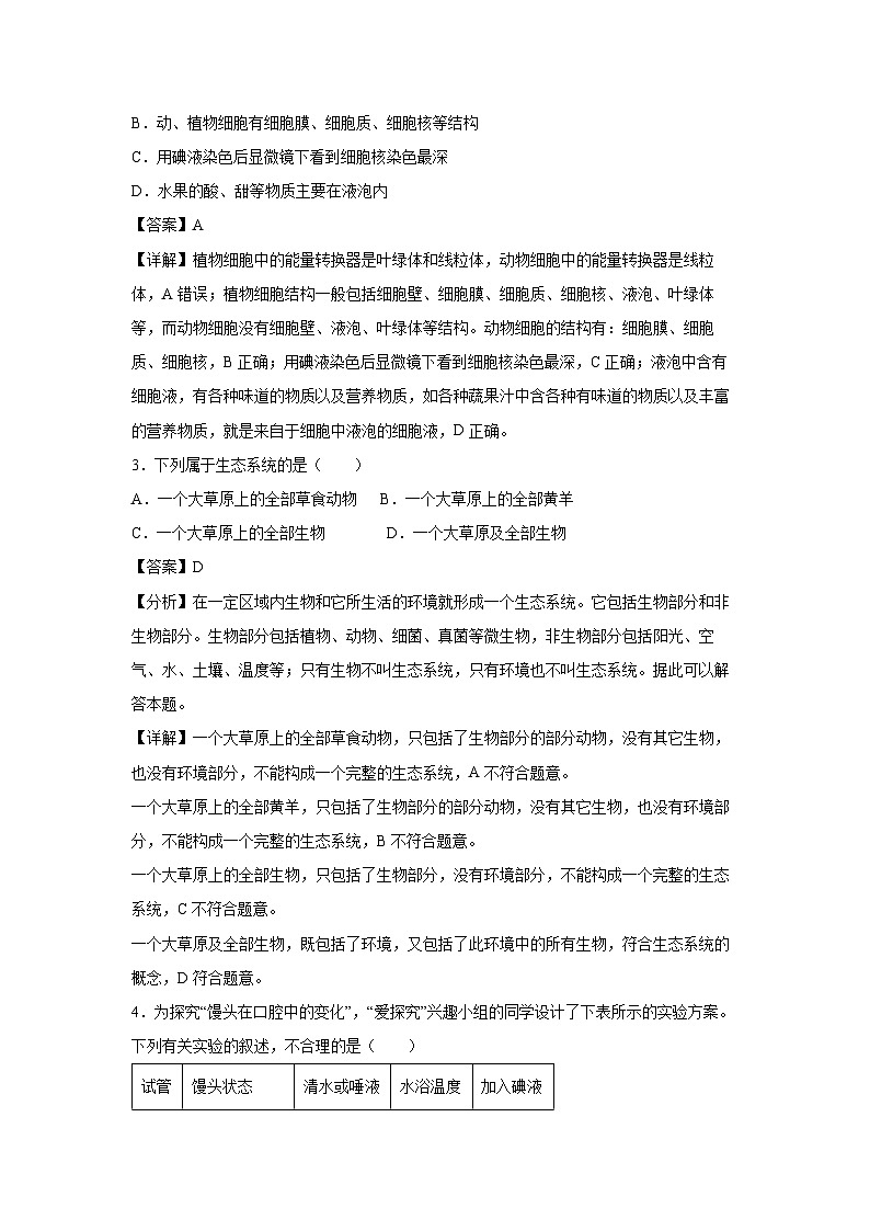 卷02-备战2024年中考生物全真模拟押题卷(安徽卷)生物试卷(解析版)第2页