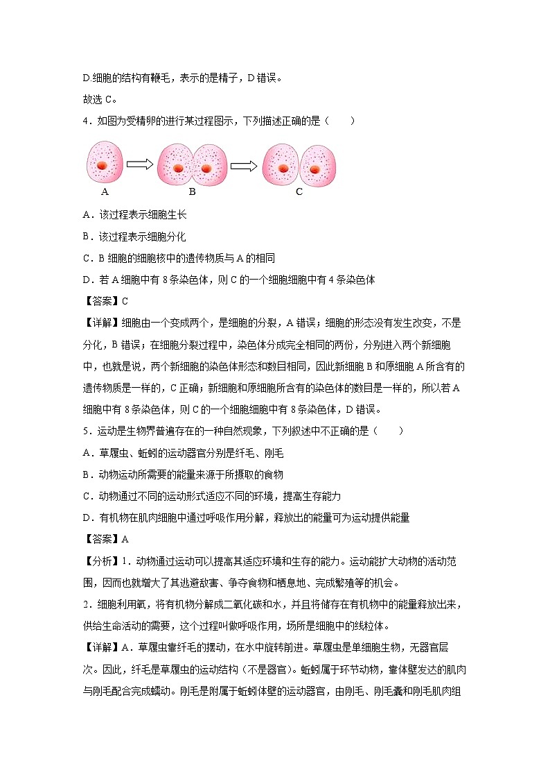 卷05-备战2024年中考生物全真模拟押题卷(安徽卷)生物试卷(解析版)第3页