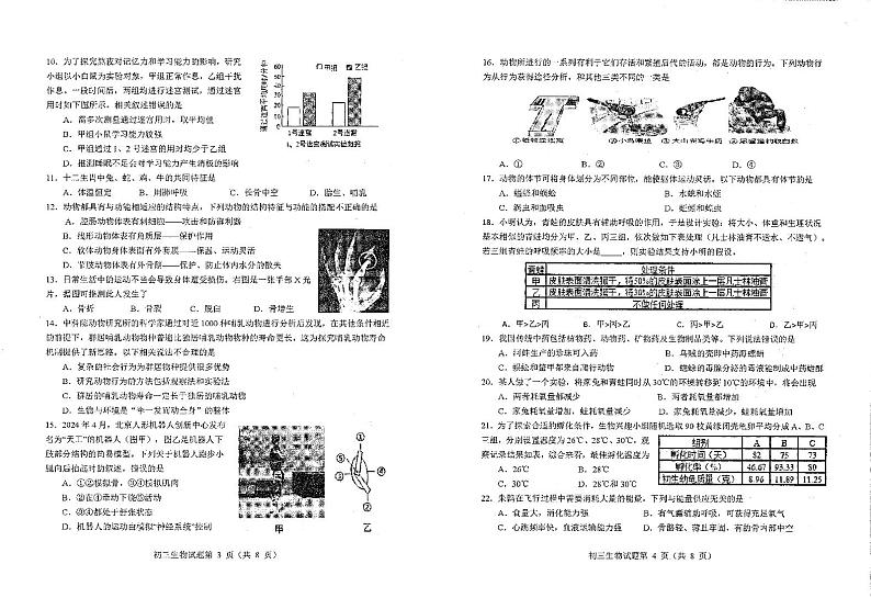 山东省烟台市蓬莱区（五四制）2024-2025学年八年级上学期期中考试生物试题第2页