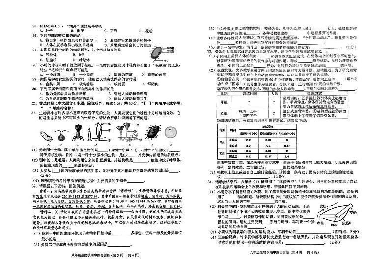 广东省揭阳市普宁市2024-2025学年八年级上学期期中考试生物试题02