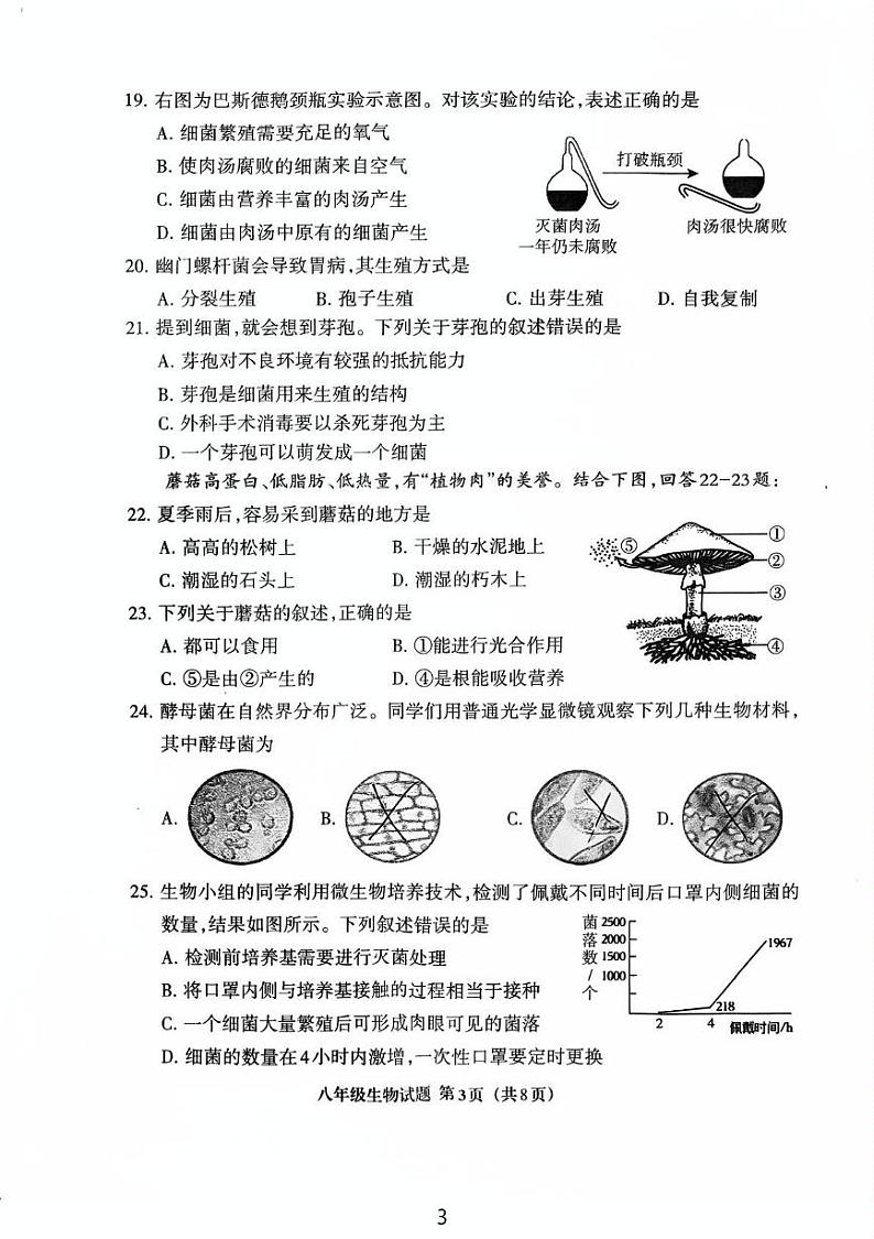 福建省三明市三元区2024-2025学年八年级上学期11月期中生物试题第3页