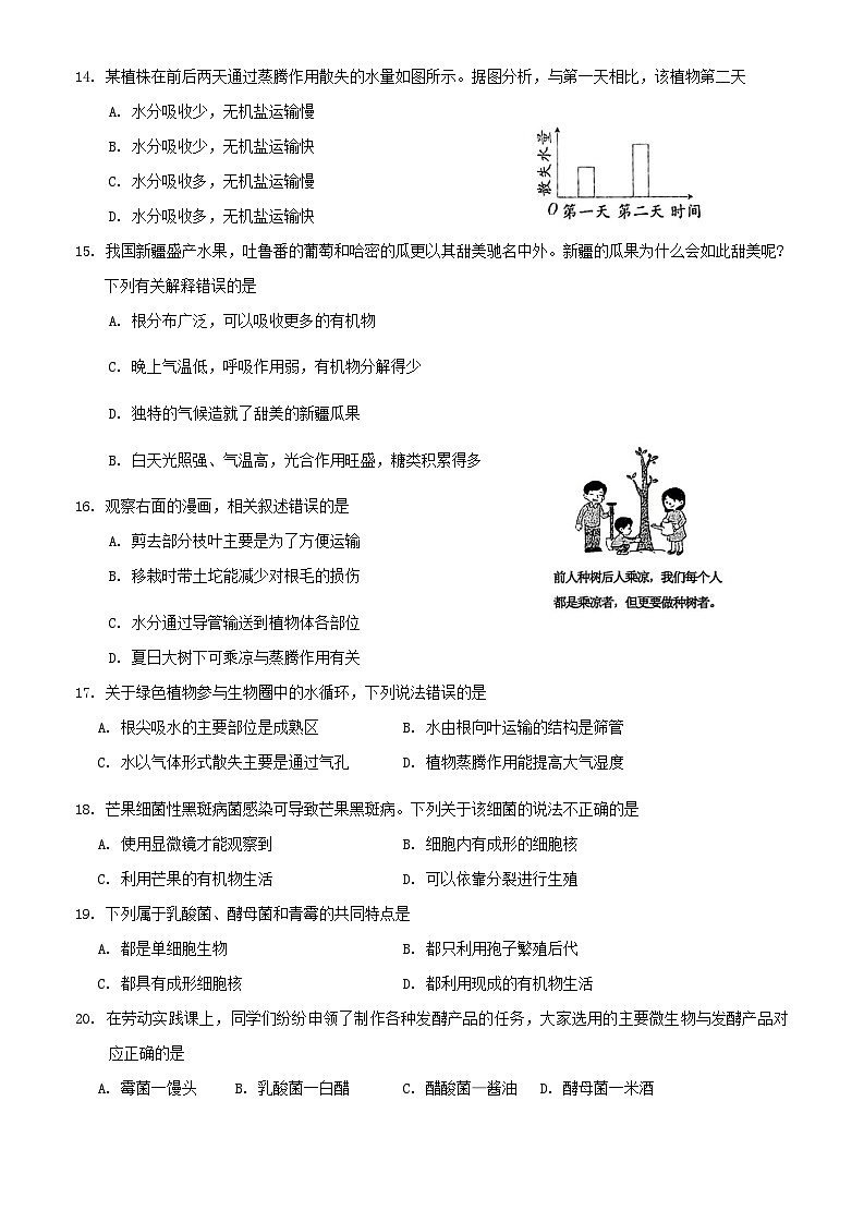 河北省唐山市路南区2024-2025学年八年级上学期期中考试生物试题第3页