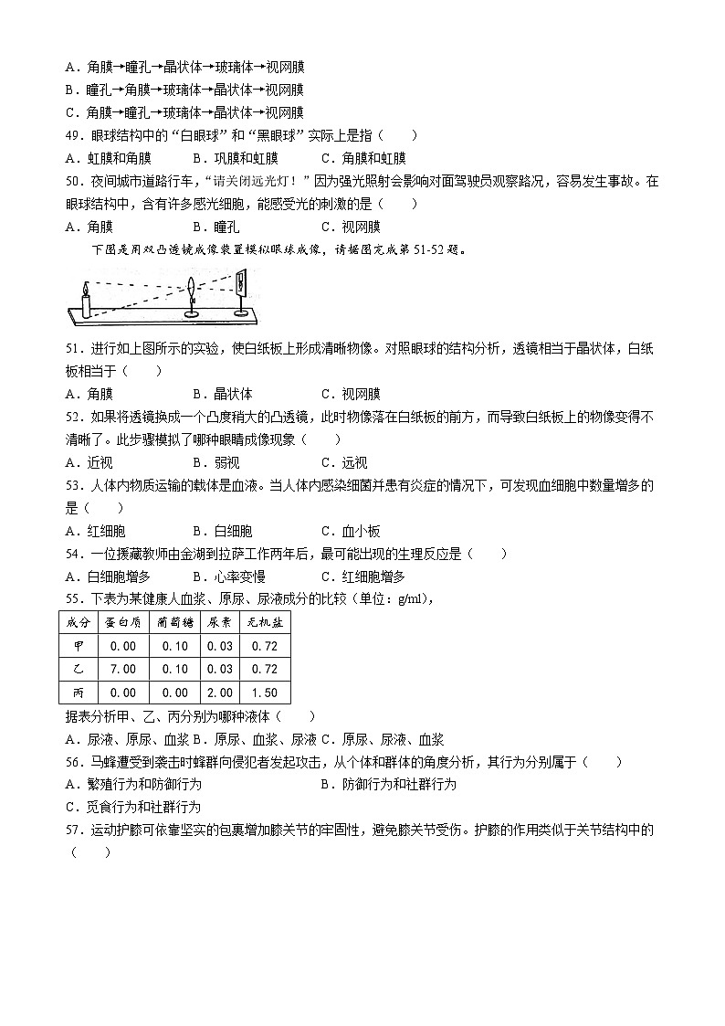 江苏省淮安市金湖县2024-2025学年八年级上学期期中生物试题第2页