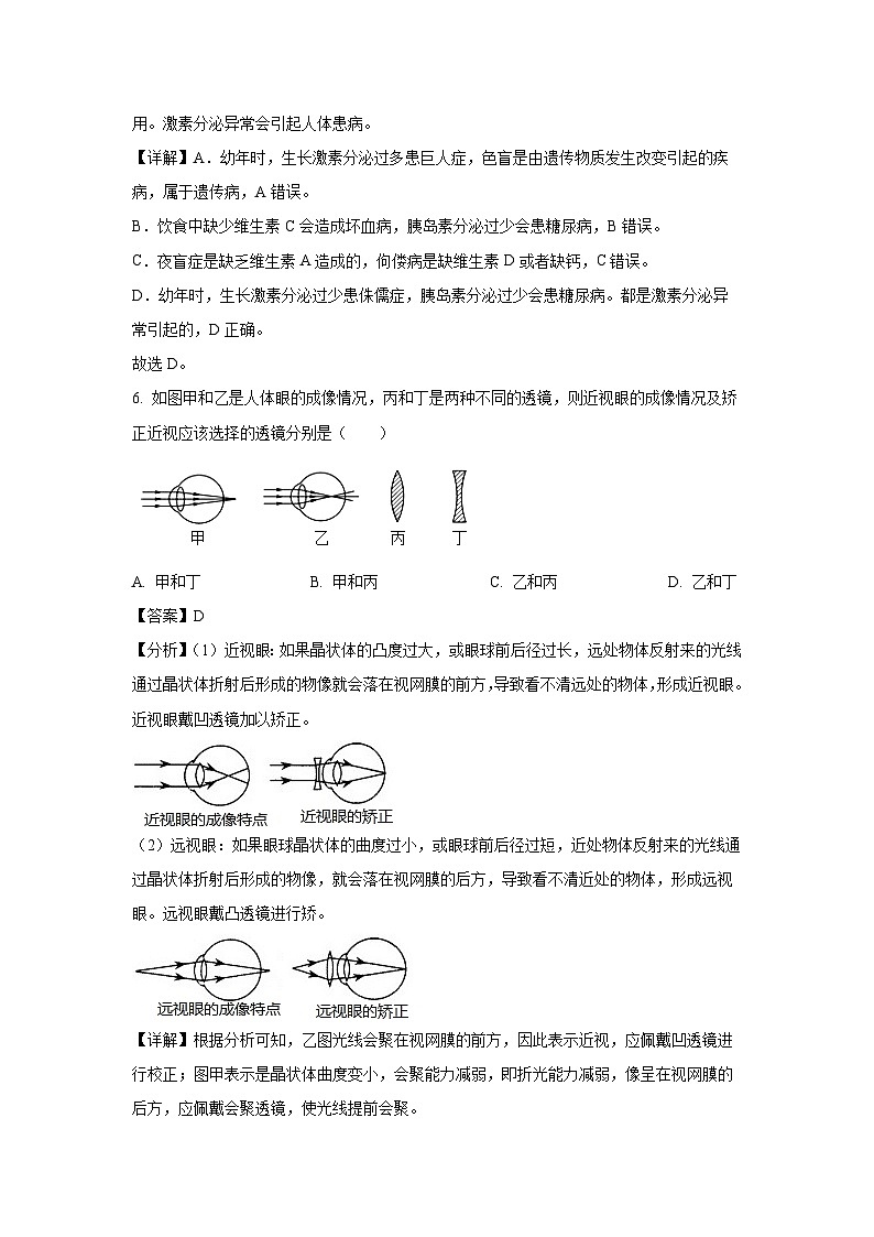 江苏省镇江市丹徒区2023-2024学年八年级上学期期末生物试卷（解析版）第3页