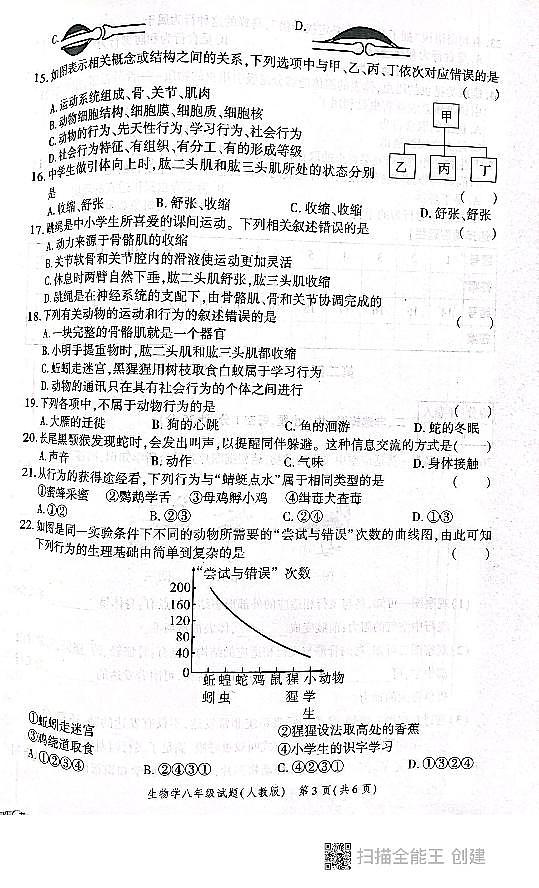 陕西省西安市高陵区2024-2025学年八年级上学期期中学业水平测试生物试卷第3页