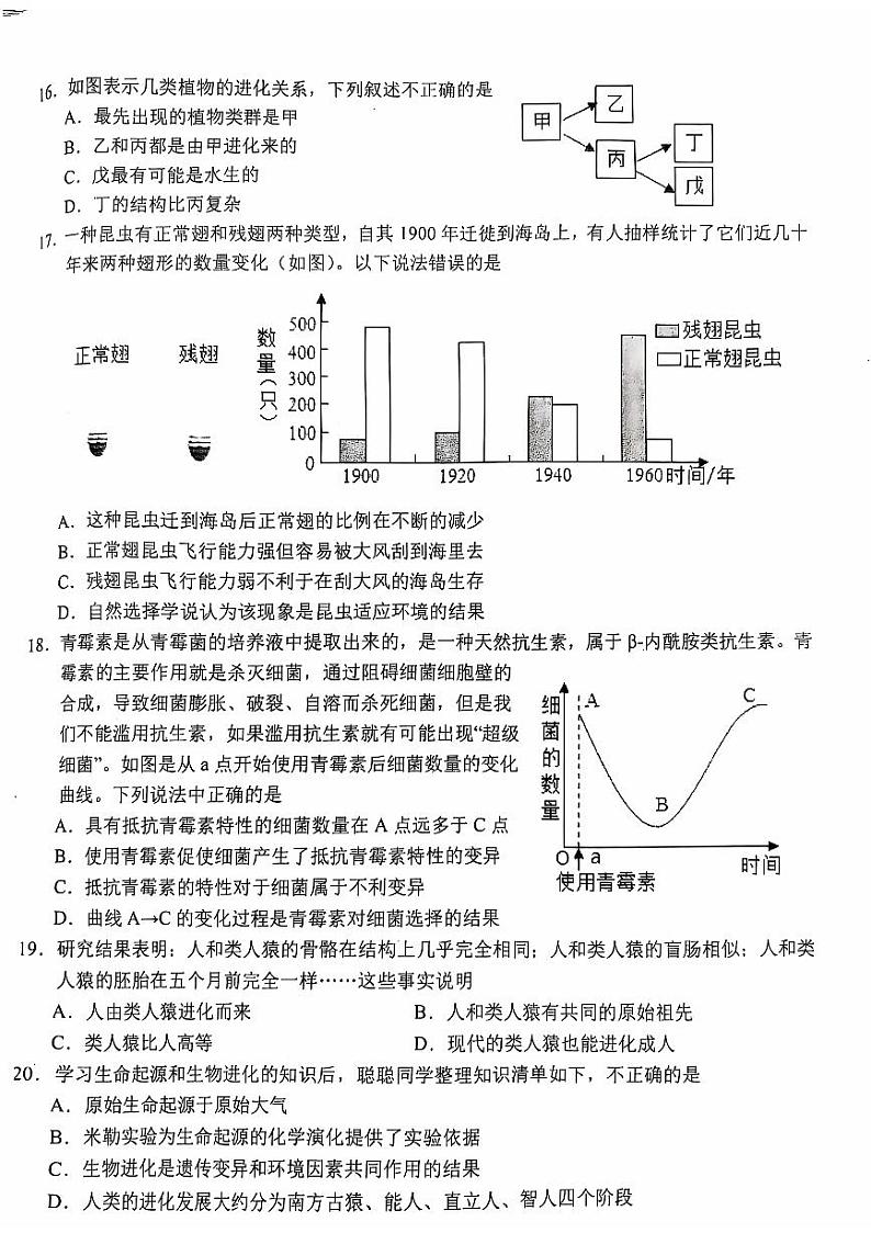 河南省周口市西华县2024-2025学年八年级上学期11月期中生物试题03