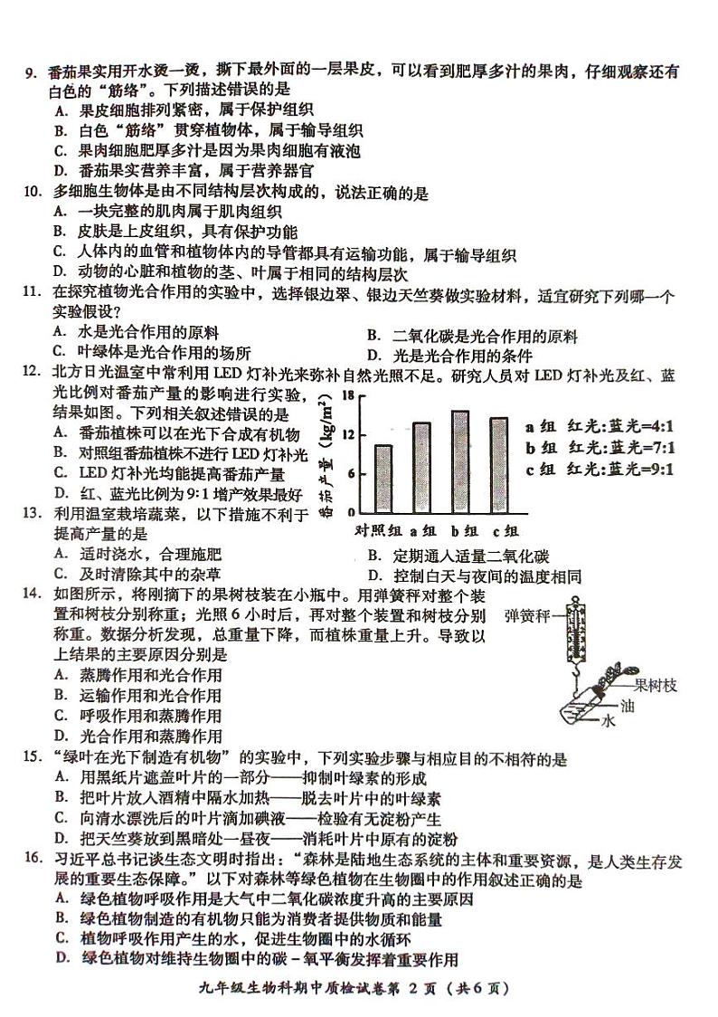 九年生物问卷第2页