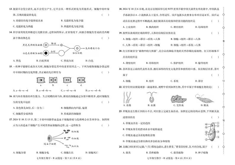 2024——2025学年上学期云南省曲靖市七年级生物期中考试卷第2页