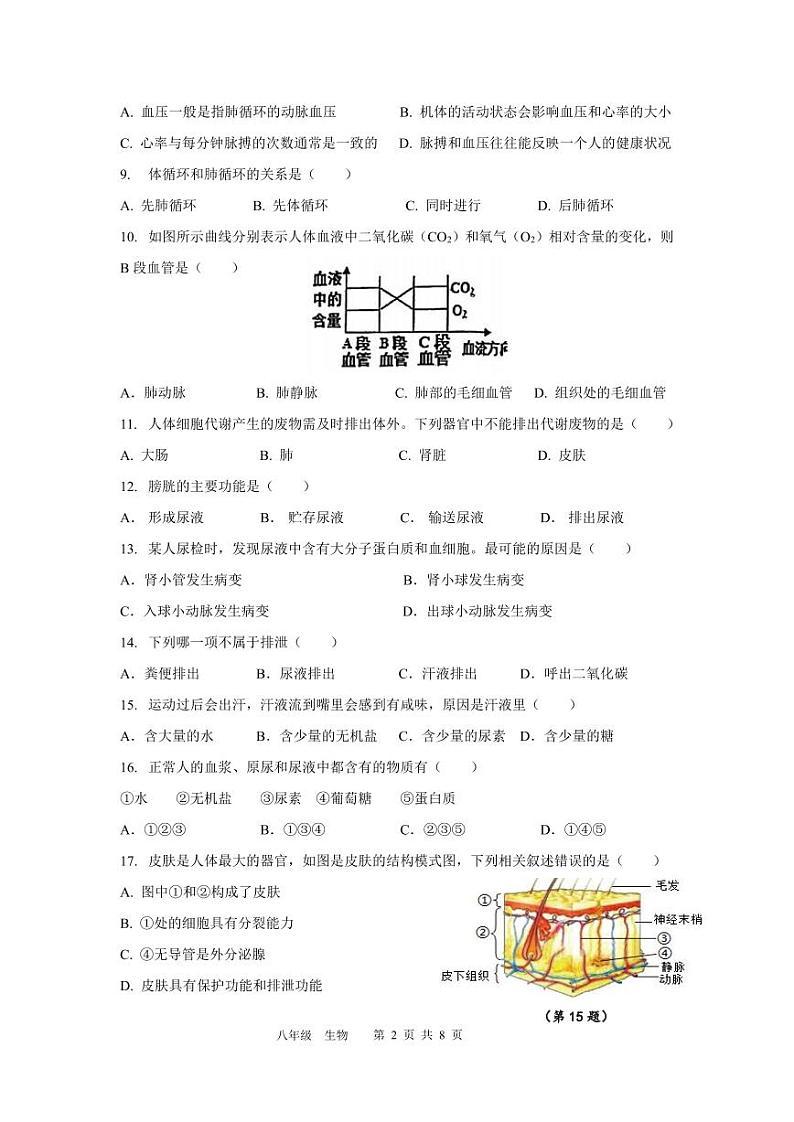 2024.11八年级期中测试试题（生物）第2页