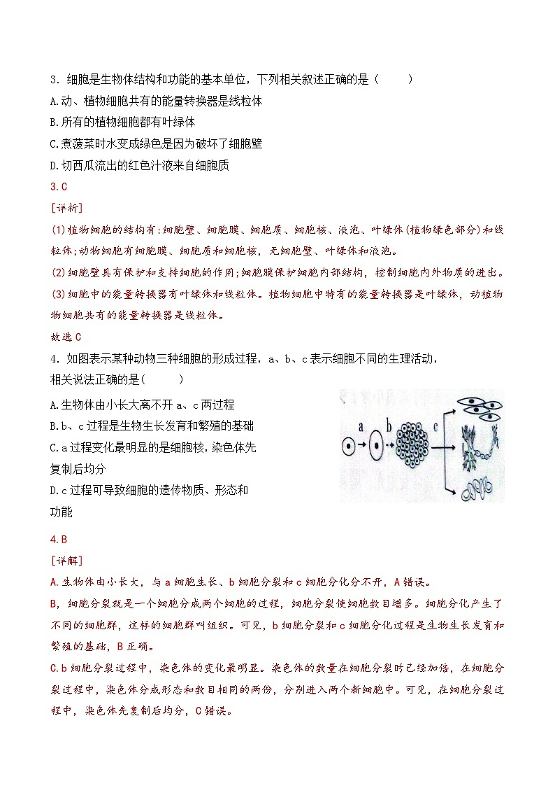 2025年中考生物一轮复习考点通关练习专题05 生物体的结构层次（解析版）第2页