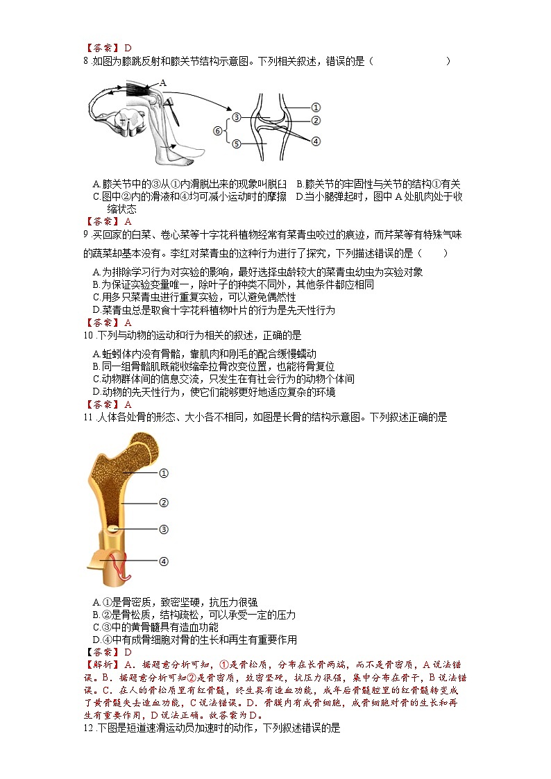 2025年中考生物一轮复习考点通关练习专题21 动物的运动和行为（解析版）第3页