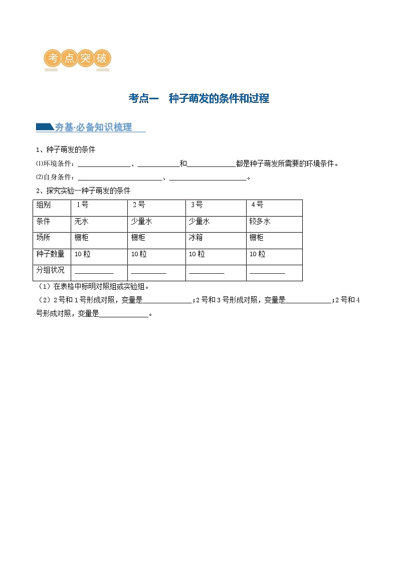 （通用版）中考生物一轮复习考点讲义专题05 被子植物的一生（原卷版）第3页