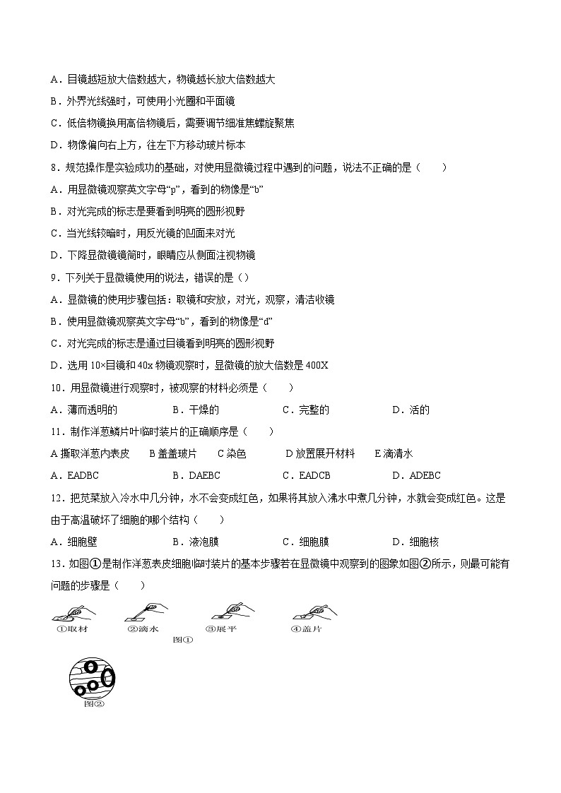 2025年中考生物一轮复习精讲精练专题02 细胞是生命活动的基本单位（原卷版）第2页