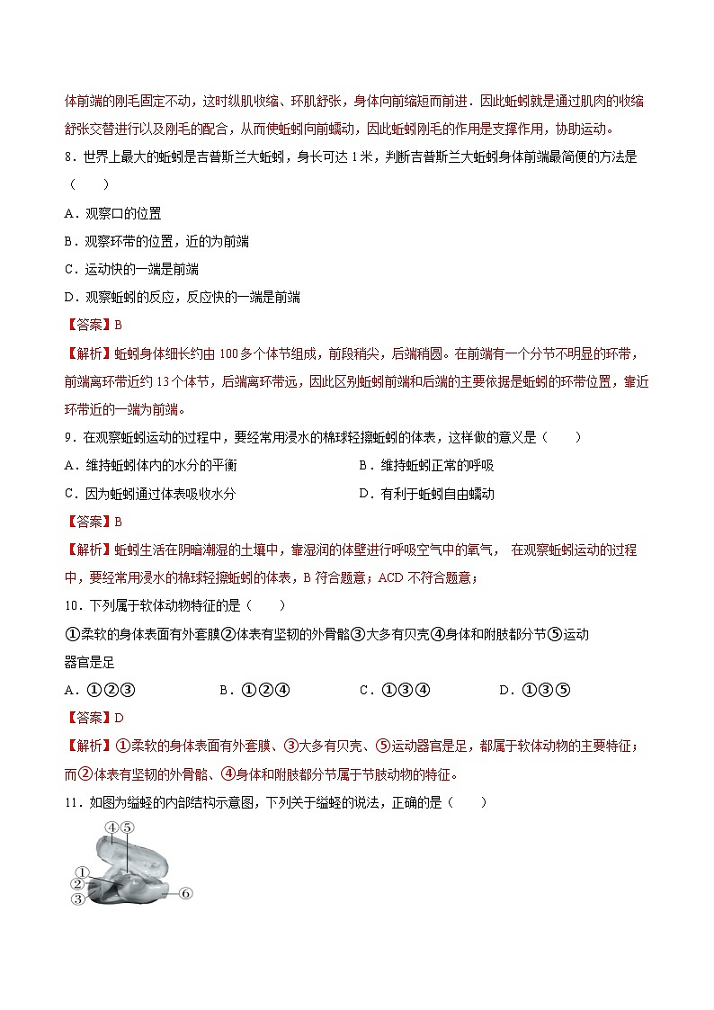 2025年中考生物一轮复习精讲精练专题16 动物的主要类群（解析版）第3页