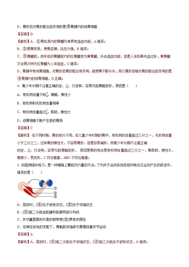 2025年中考生物一轮复习精讲精练专题17  哺乳动物的运动及动物在生物圈中的作用（解析版）第2页