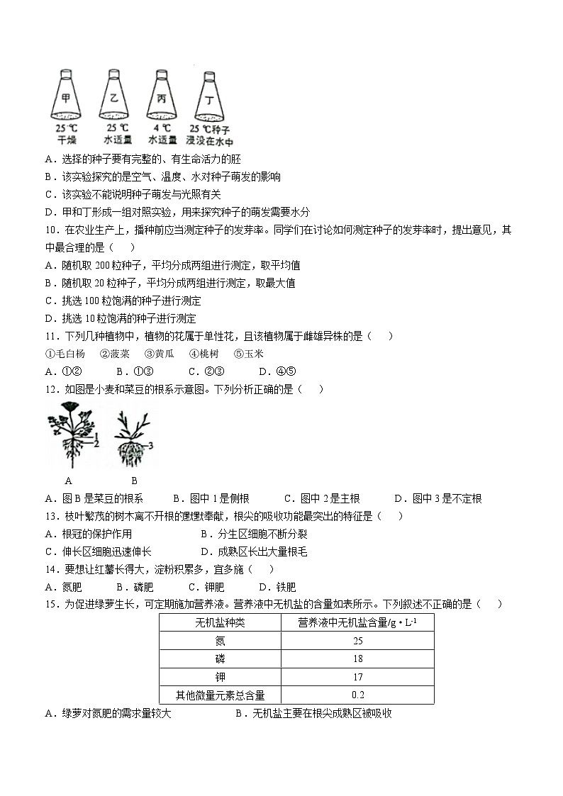 山东省德州市宁津县第四实验中学等两校2024-2025学年八年级上学期期中生物学试题第2页