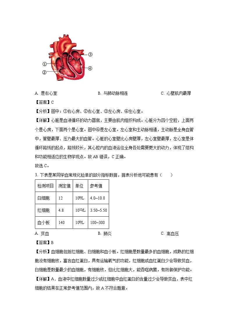 江苏省淮安市2023-2024学年八年级上学期期末生物试卷(解析版)第2页