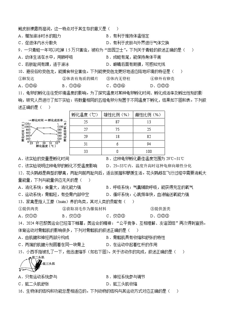 陕西省榆林市定边县2024-2025学年八年级上学期期中生物学试题第2页