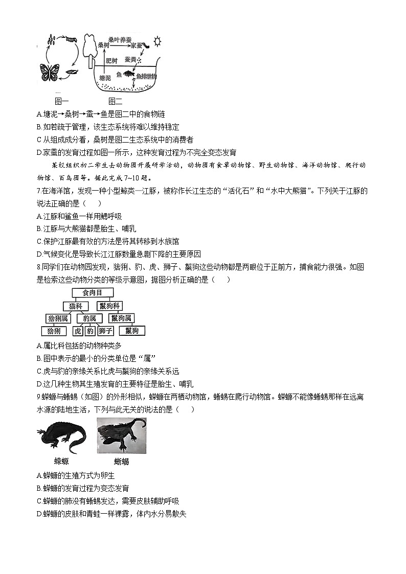 山西省运城市实验中学2024-2025学年八年级上学期期中生物试题第2页