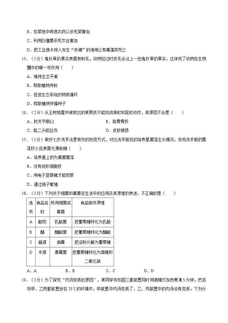 湖南省长沙市长郡教育集团2024-2025学年八年级上学期期中考试生物试卷03