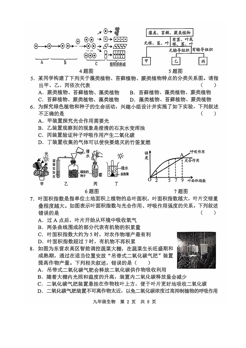山东省菏泽市巨野县2024-2025学年九年级上学期11月期中生物试题02