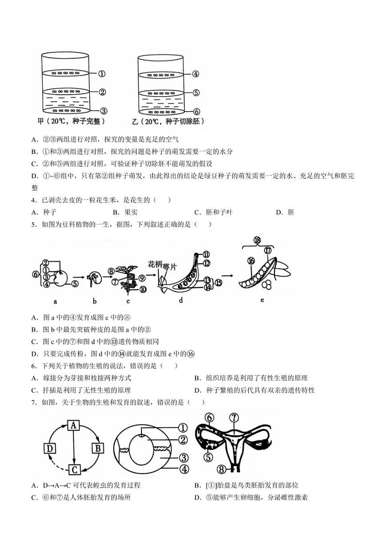 山东省济宁市梁山县2024～2025学年八年级(上)期中生物试卷(含答案)第2页