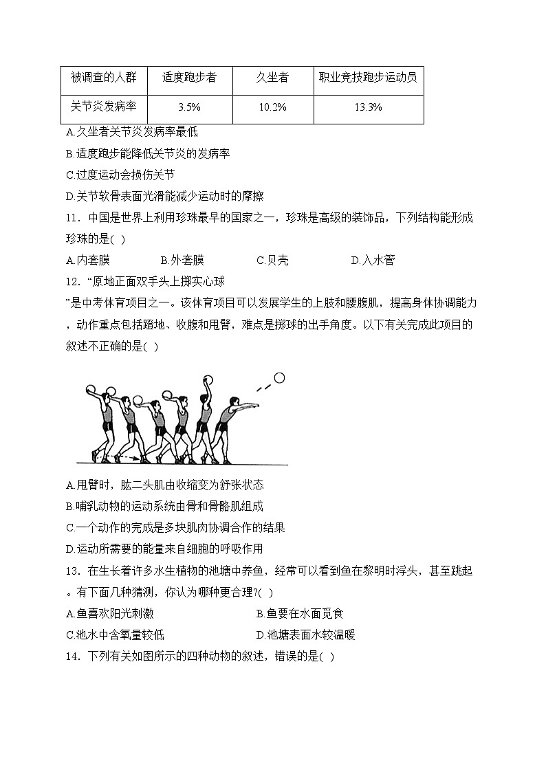 广西南宁市第三中学2024-2025学年八年级（10月）月考生物试卷(含答案)第3页