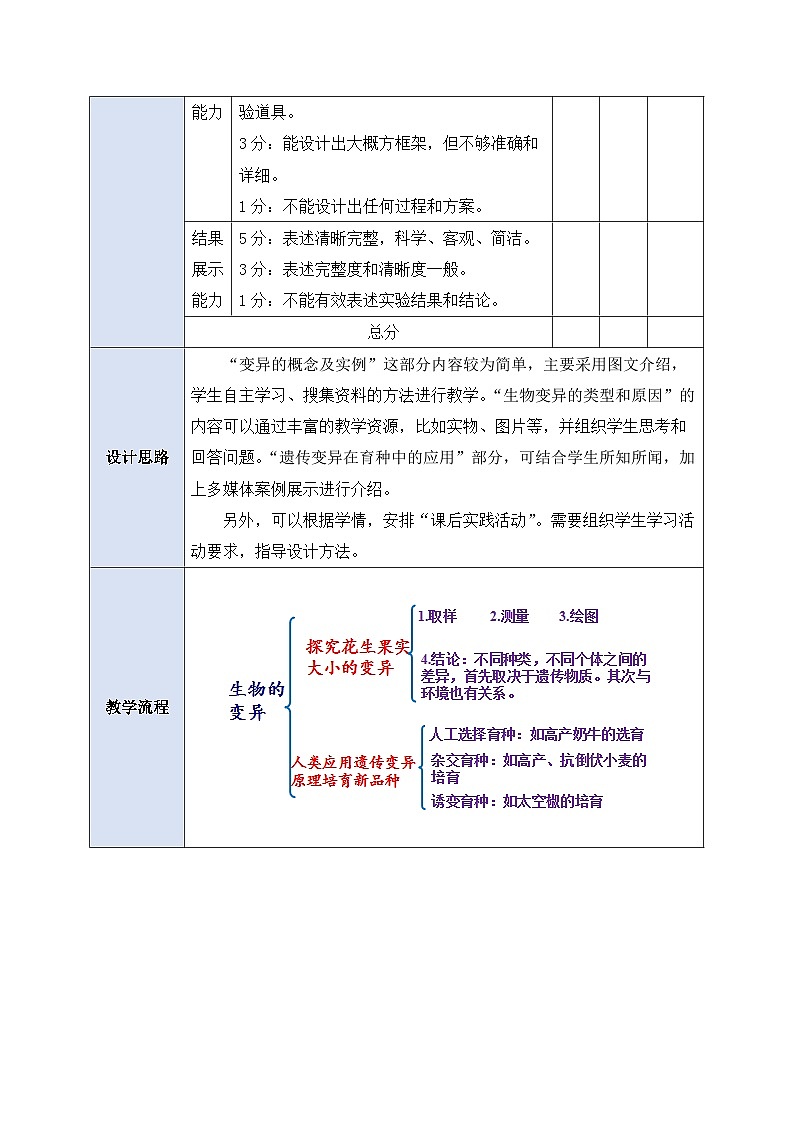 人教版生物 八下 7.2.5 《生物的变异》 教案第3页