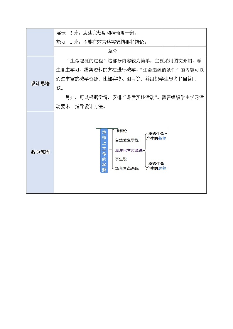 人教版生物 八下册 7.3.1 《地球上生命的起源》 教案第3页