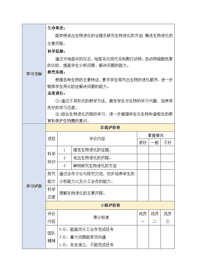 人教版生物八下7.3.2 《生物进化的历程》课件+教案02