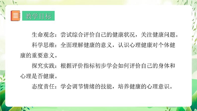 人教版生物八下册  8.3.1 《评价自己的健康状况 》课件第2页