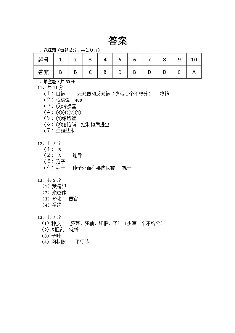生物答案第1页