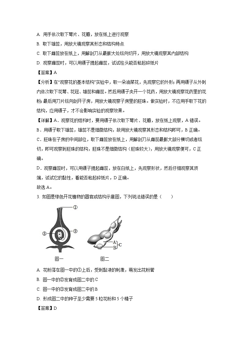 2023-2024学年山东省济南市高新区八年级(上)期中生物试卷（解析版）第2页