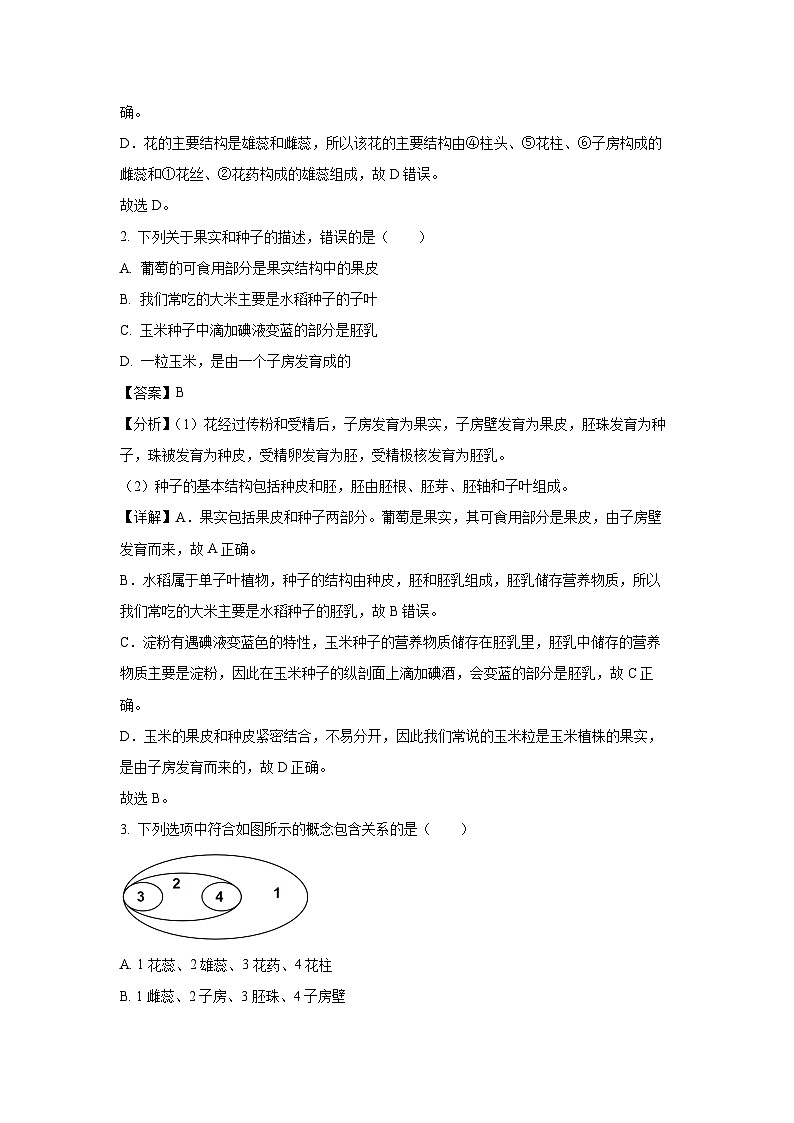 2023-2024学年山东省济南市槐荫区八年级(上)期中生物试卷（解析版）02