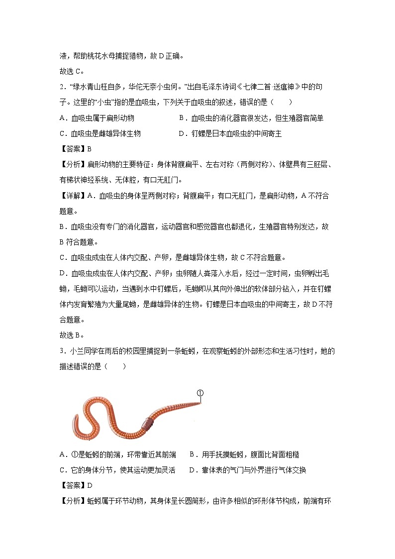 2024-2025学年山东省八年级(上)期中模拟卷（二）（鲁科版五四学制）生物试卷（解析版）第2页