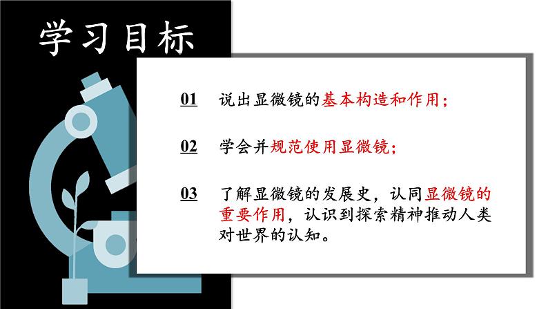 初中  生物  人教版（2024）  七年级上册  第一单元 生物和细胞  第二章 认识细胞  第一节 学习使用显微镜 课件第3页