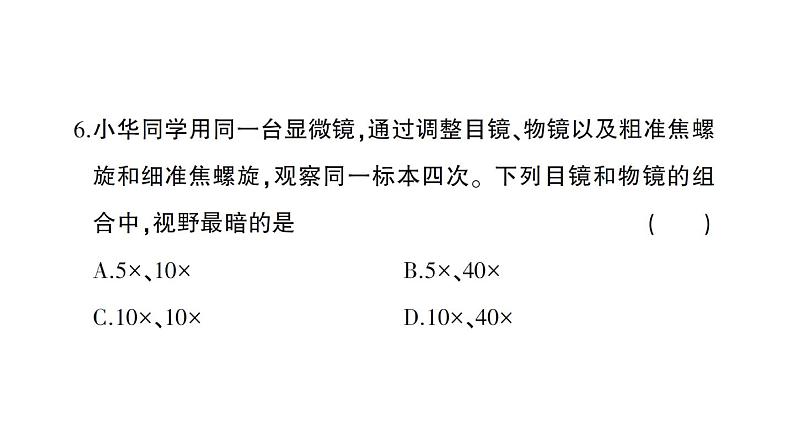 初中生物新人教版七年级上册期中综合检测课件2024秋第6页