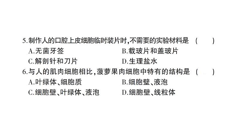 初中生物新人教版七年级上册期末综合检测课件2024秋第4页