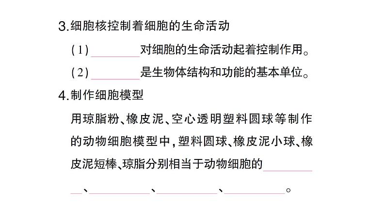 初中生物新北师大版七年级上册第2单元第2章第2节 细胞是生命活动的单位作业课件2024秋第7页