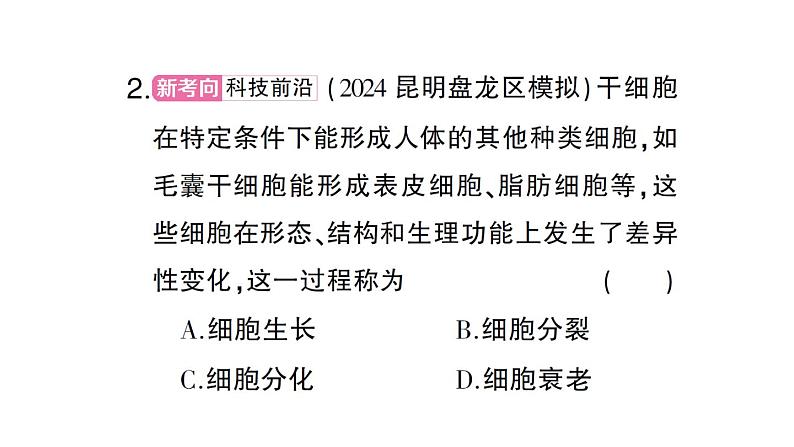 初中生物新北师大版七年级上册第2单元第3章 生物体的结构层次总结训练作业课件2024秋第5页