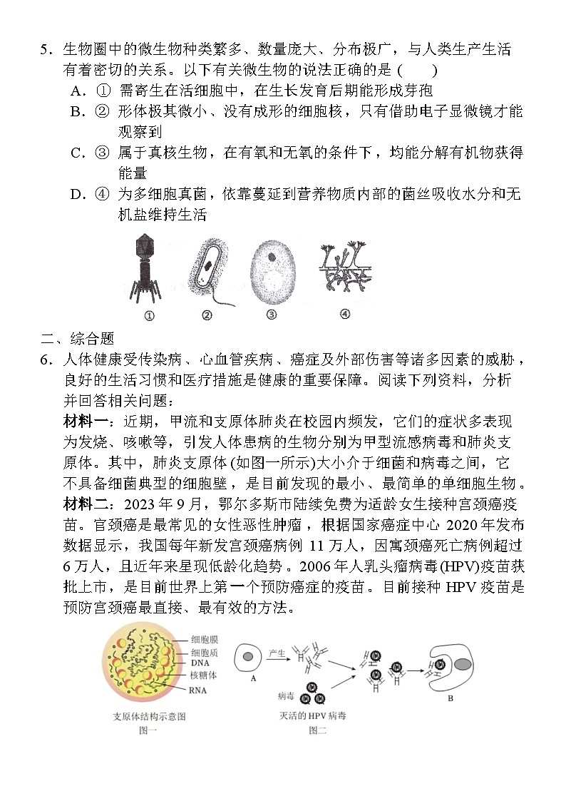 内蒙古巴彦淖尔市临河区衡越实验学校2024-2025学年八年级上学期11月期中生物试题第2页